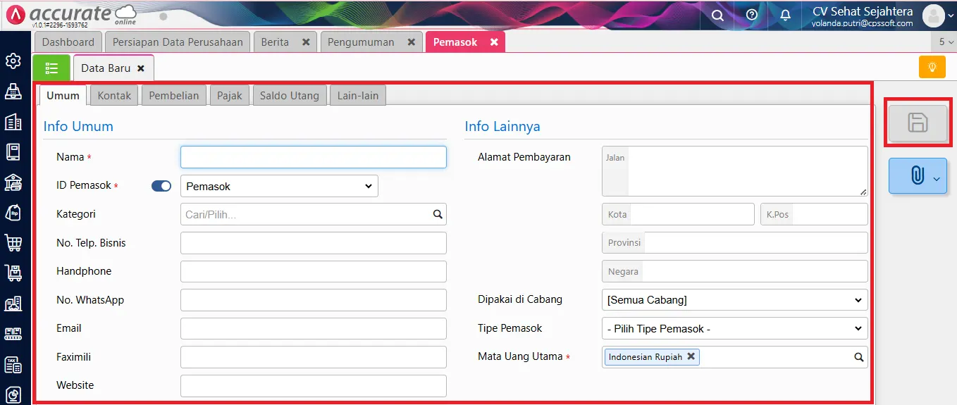 menambah pemasok baru